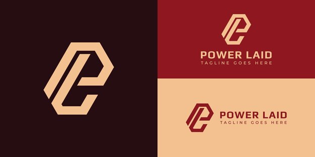 Vector logotipo de la letra inicial pl o lp en color oro suave aislado en múltiples fondos rojos