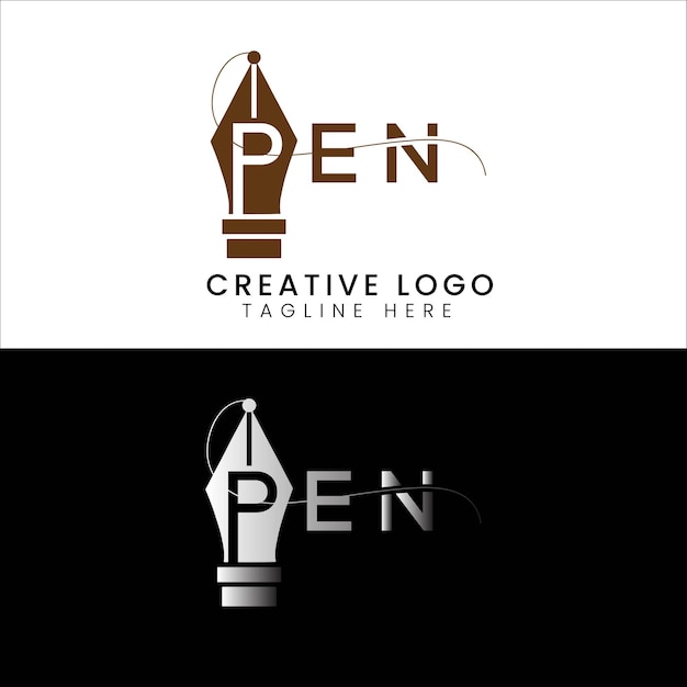 Logotipo de la letra inicial de la pluma