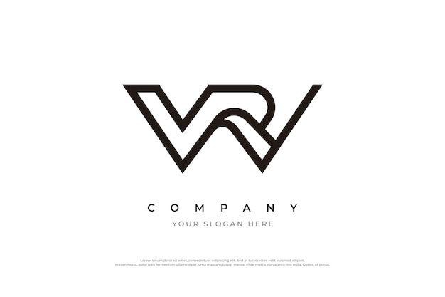 Logotipo de letra inicial RW o plantilla de vector de diseño de logotipo WR