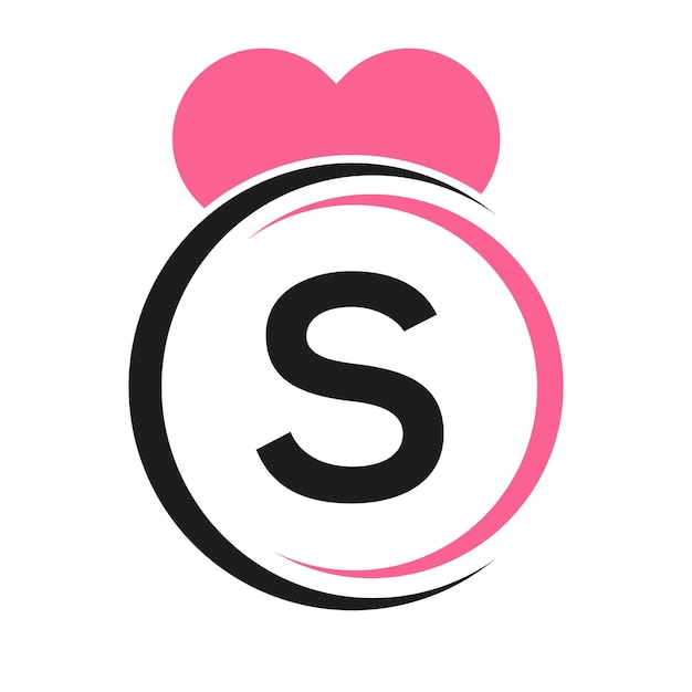 Logotipo de la letra inicial S con icono de amor o signo de corazón en una plantilla vectorial de estilo moderno