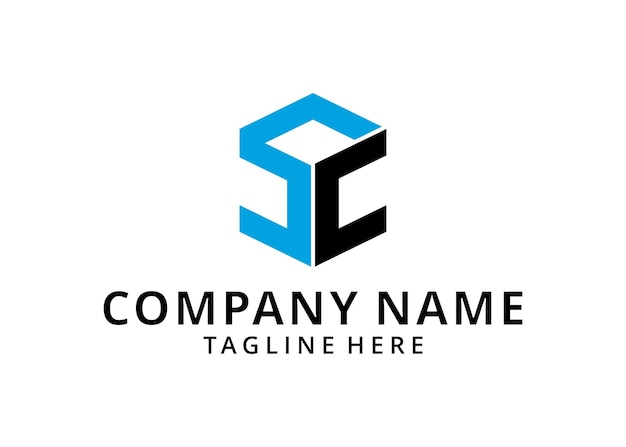 logotipo de letra inicial SC, logotipo de forma de hexágono abstracto