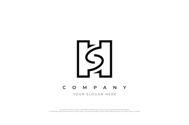 Logotipo de la letra inicial SH o diseño del logotipo HS