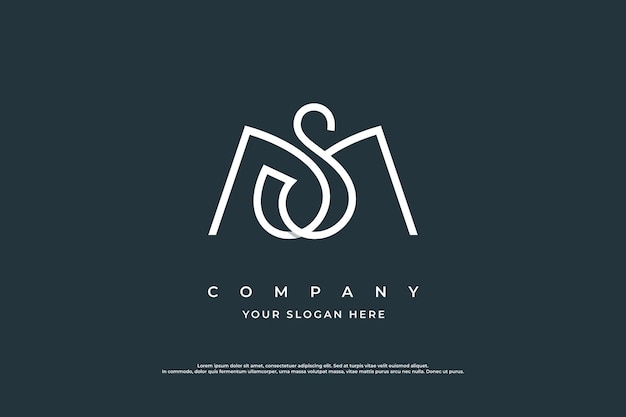 Logotipo de letra inicial SM o plantilla de vector de diseño de logotipo MS