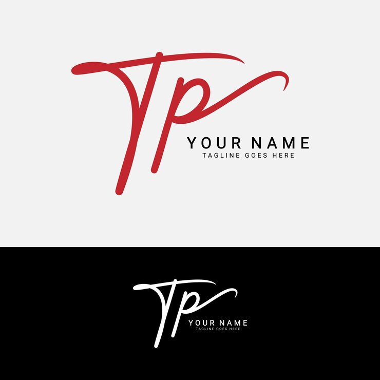 Vector el logotipo de la letra inicial tp alfabeto tp firma escrita a mano