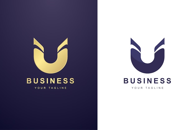 Logotipo de la letra inicial U para empresas o empresas de medios.