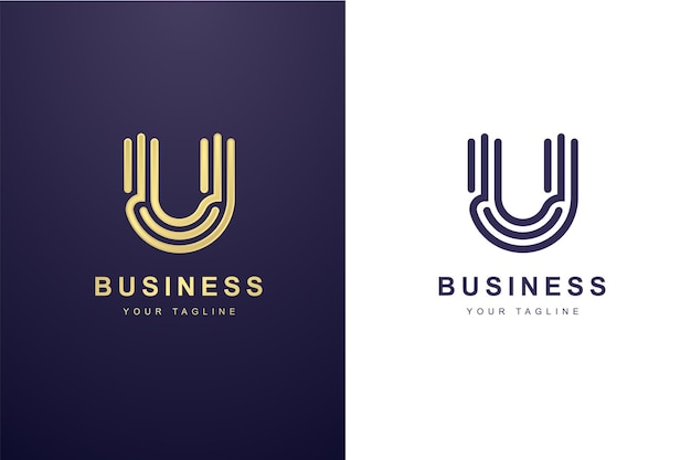 Logotipo de la letra inicial U para empresas o empresas de medios.