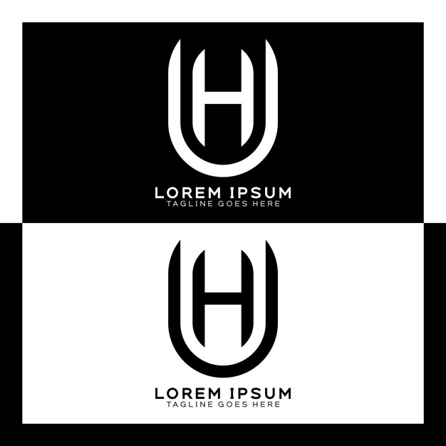 Logotipo de la letra inicial UH Alfabeto U y diseño de patrón H monograma