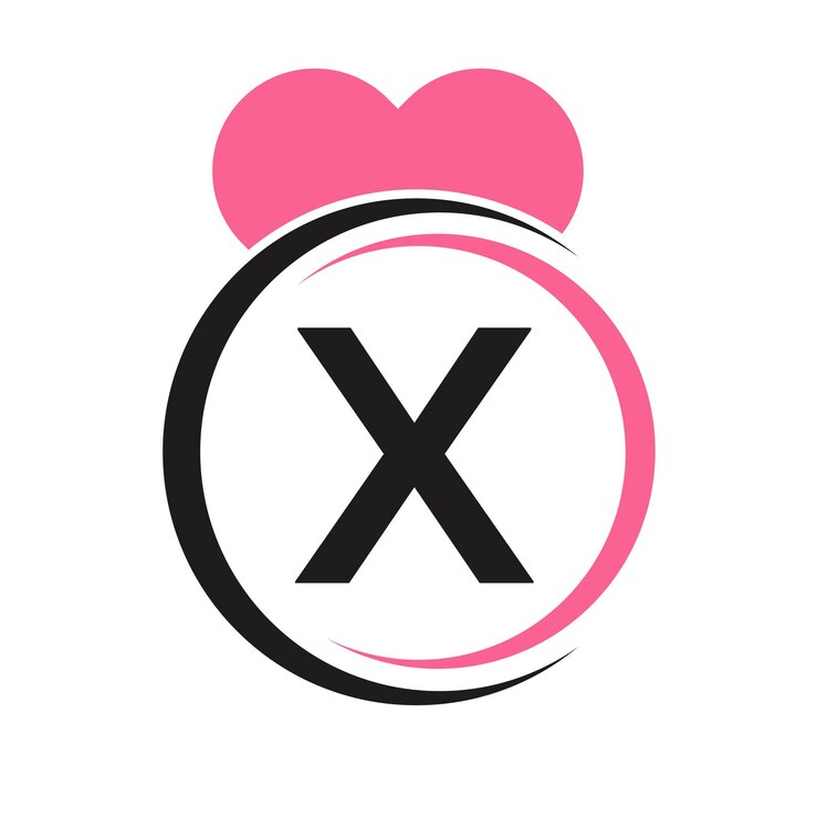 Vector logotipo de la letra inicial x con icono de amor o signo de corazón en una plantilla vectorial de estilo moderno