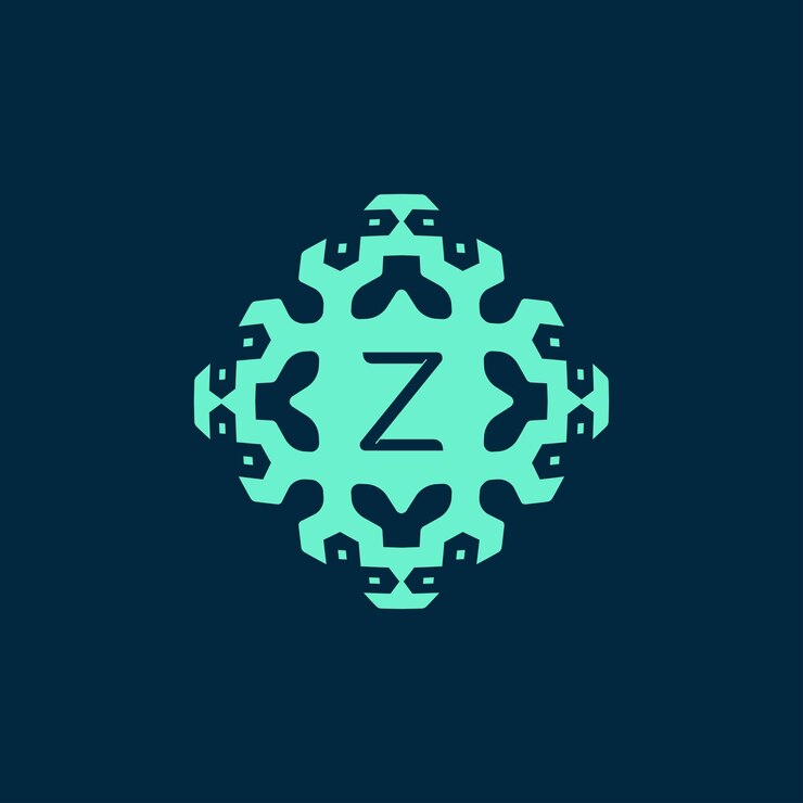 Vector logotipo de la letra inicial z un emblema dinámico de la ciencia, la salud y la innovación