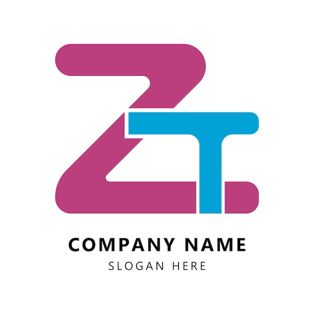 Logotipo de letra inicial zt con diseño swoosh para logotipo de empresa y negocio