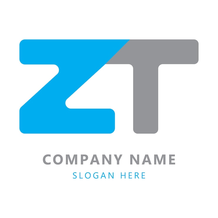 Vector logotipo de letra inicial zt con diseño swoosh para logotipo de empresa y negocio