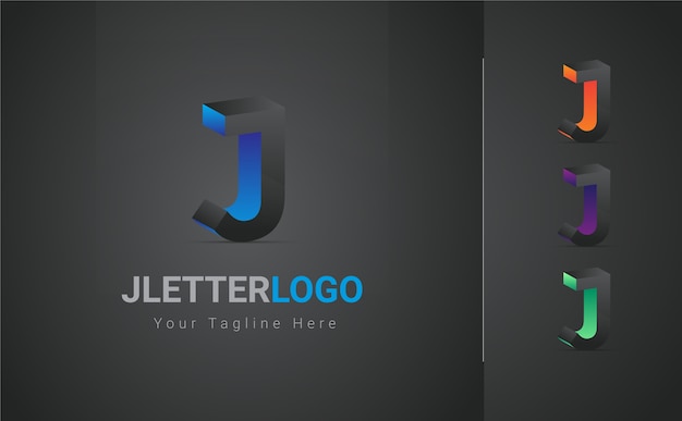 Vector logotipo de la letra j 3d