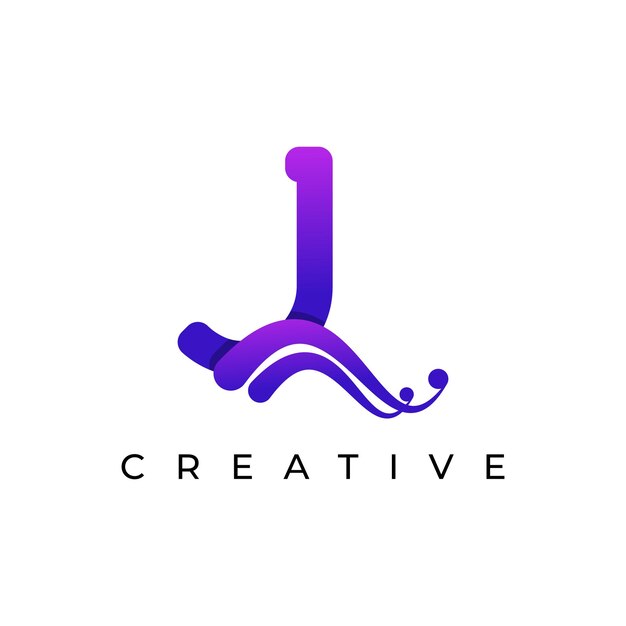 Logotipo de letra j inicial de corporation con elemento de plantilla de vector de color degradado líquido swoosh creativo