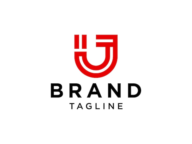 Logotipo de letra J inicial simple. Estilo redondeado lineal rojo con línea aislada sobre fondo blanco.