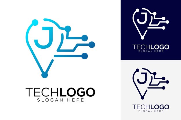 logotipo de la letra j de la tecnología vectorial