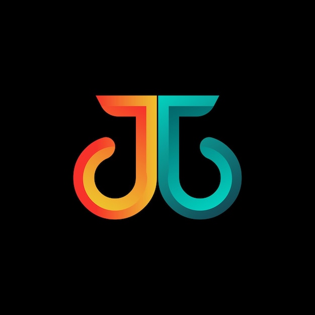 Logotipo de letra JJ J bd con plantilla de vector de color degradado