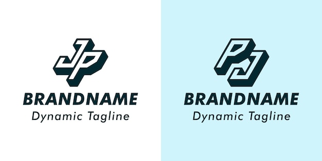 Logotipo de la letra JP y del monograma 3D PJ adecuado para negocios con las iniciales JP o PJ