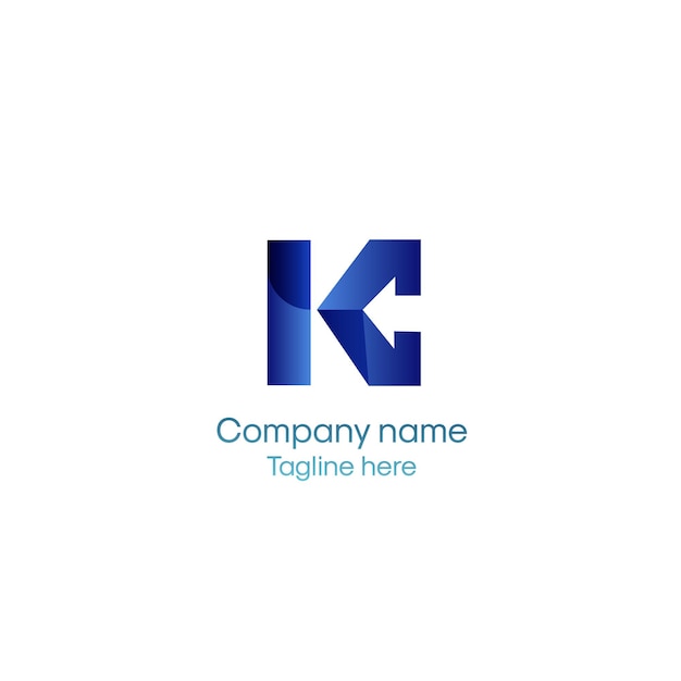 Un logotipo de letra k azul con la letra k en él