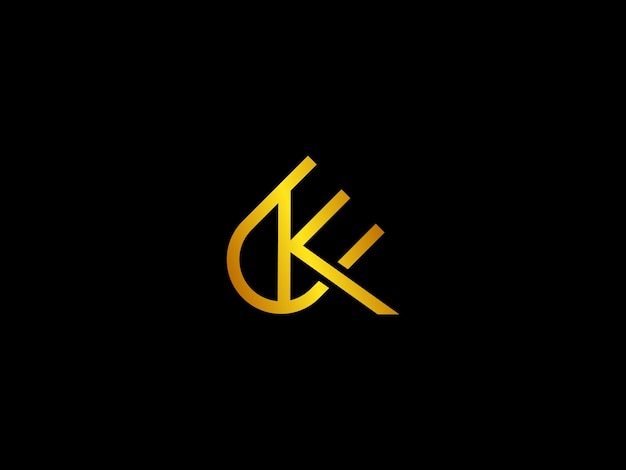 Logotipo de la letra k dorada con fondo negro