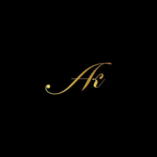 Logotipo de letra a y k formado con forma en vector dorado