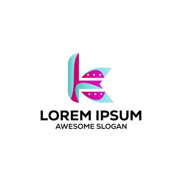 Logotipo de la letra K con gradiente colorido ilustración vectorial abstracta