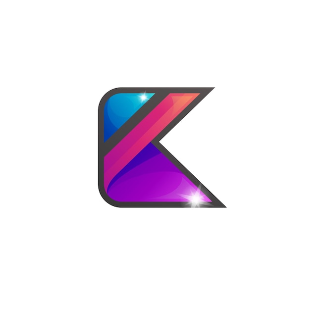 Logotipo de la letra K con vector de diseño colorido, plantilla de icono brillante