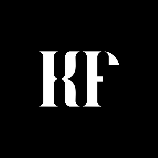 El logotipo de la letra KF, con la letra inicial KF en mayúscula, el logotipo del monograma en blanco y el logotipo de KF en blanco, con el diseño de KF KF Fx9