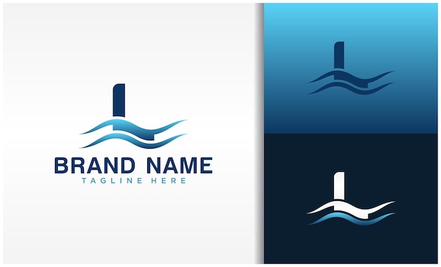 Logotipo de letra L con plantilla de diseño de onda