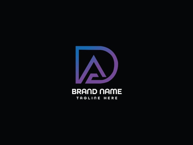 Un logotipo de letra con la letra d sobre un fondo negro