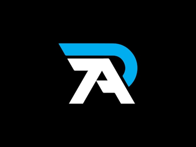 Un logotipo de letra con letras azules y blancas.