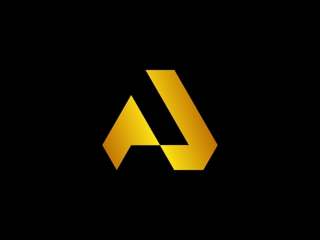 Un logotipo de letra con letras doradas.