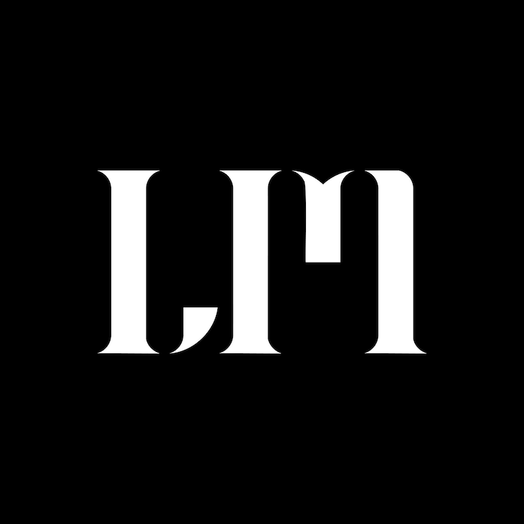 Vector el logotipo de la letra lm lm, con la letra inicial lm en mayúsculas, el logotipo del monograma en blanco, y el logotipo de lm en blanco, con el diseño de lm l mx9