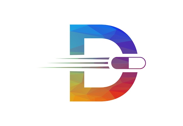 Logotipo de letra Low Poly e inicial D con símbolo creativo Plantilla de diseño vectorial