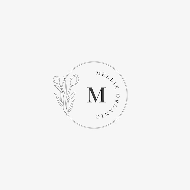 Logotipo de letra m con concepto floral creativo para empresa negocio belleza bienes raíces vector premium