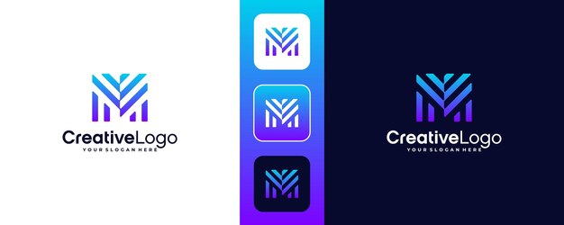 El logotipo de la letra M en un concepto moderno