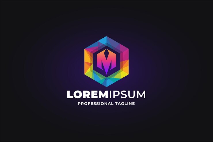 Vector logotipo de la letra m del cubo de medios