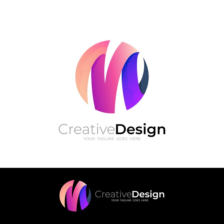 Vector logotipo de la letra m con diseño de círculo ilustración 3d colorida