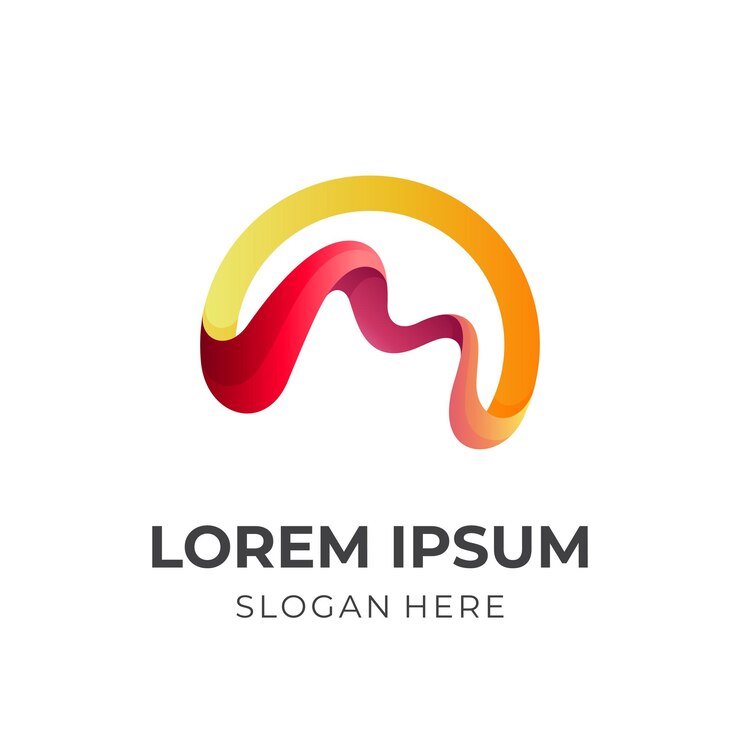 Vector logotipo de la letra m con diseño colorido 3d, logotipo moderno