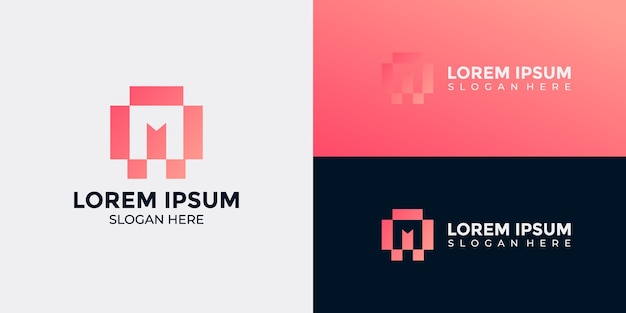 logotipo de la letra M de estilo tecnológico
