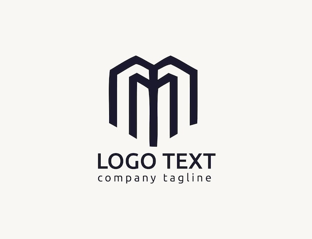Logotipo de letra M con forma abstracta