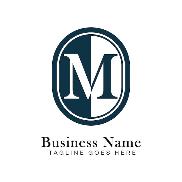 Logotipo de la letra M en forma ovalada alfabeto del ícono comercial M en forma redonda