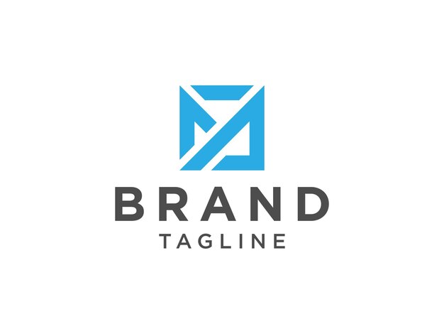 Logotipo de la letra M inicial geométrica azul aislado sobre fondo blanco.