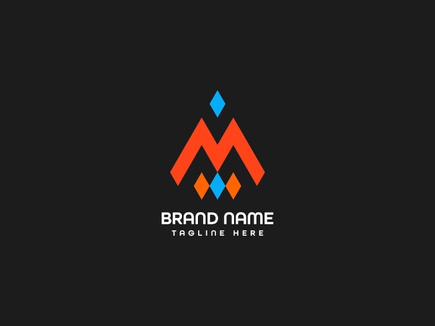 Un logotipo de letra m con una letra m azul y naranja