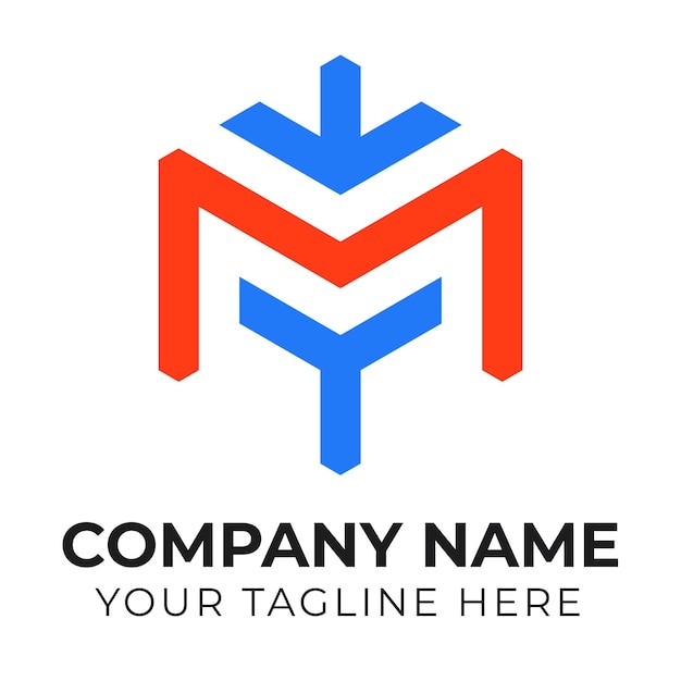 Un logotipo de letra m con una letra m roja y azul