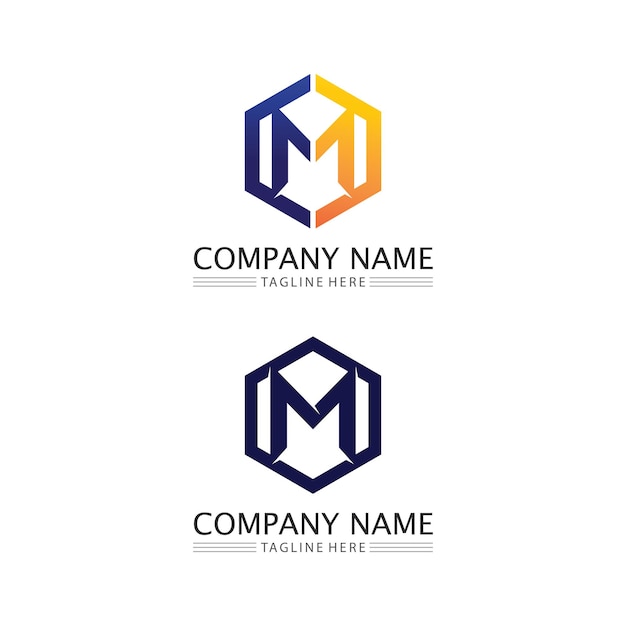 Logotipo de letra M y logotipo de diseño de ilustración vectorial de plantilla de fuente para negocios e identidad