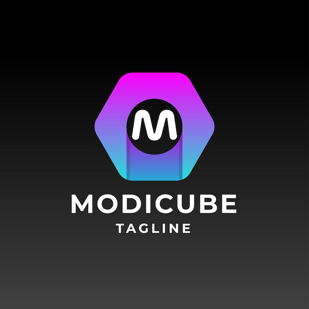 Logotipo de la letra m de modicube