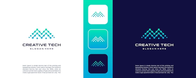 Logotipo de la letra M con vector de concepto moderno para tecnología, internet, energía, etc.
