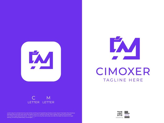 El logotipo de la letra moderna CM