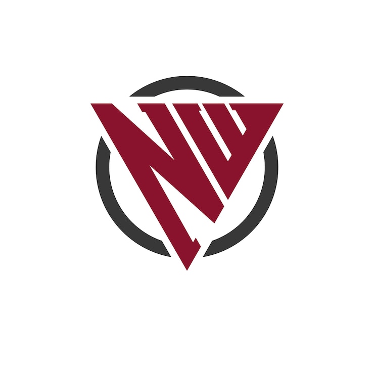 Vector el logotipo de la letra monograma nw en diseño de triángulo en negrita con fondo circular concepto profesional de la letra nw perfecto para la marca de negocios moderna y el emblema elegante
