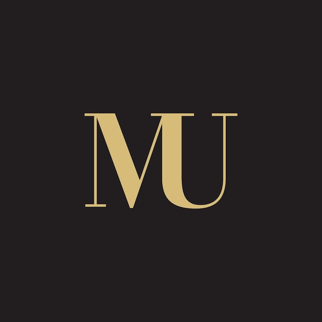 Logotipo de la letra MU Monograma M y U Monograma Diseño de las iniciales MU Letra